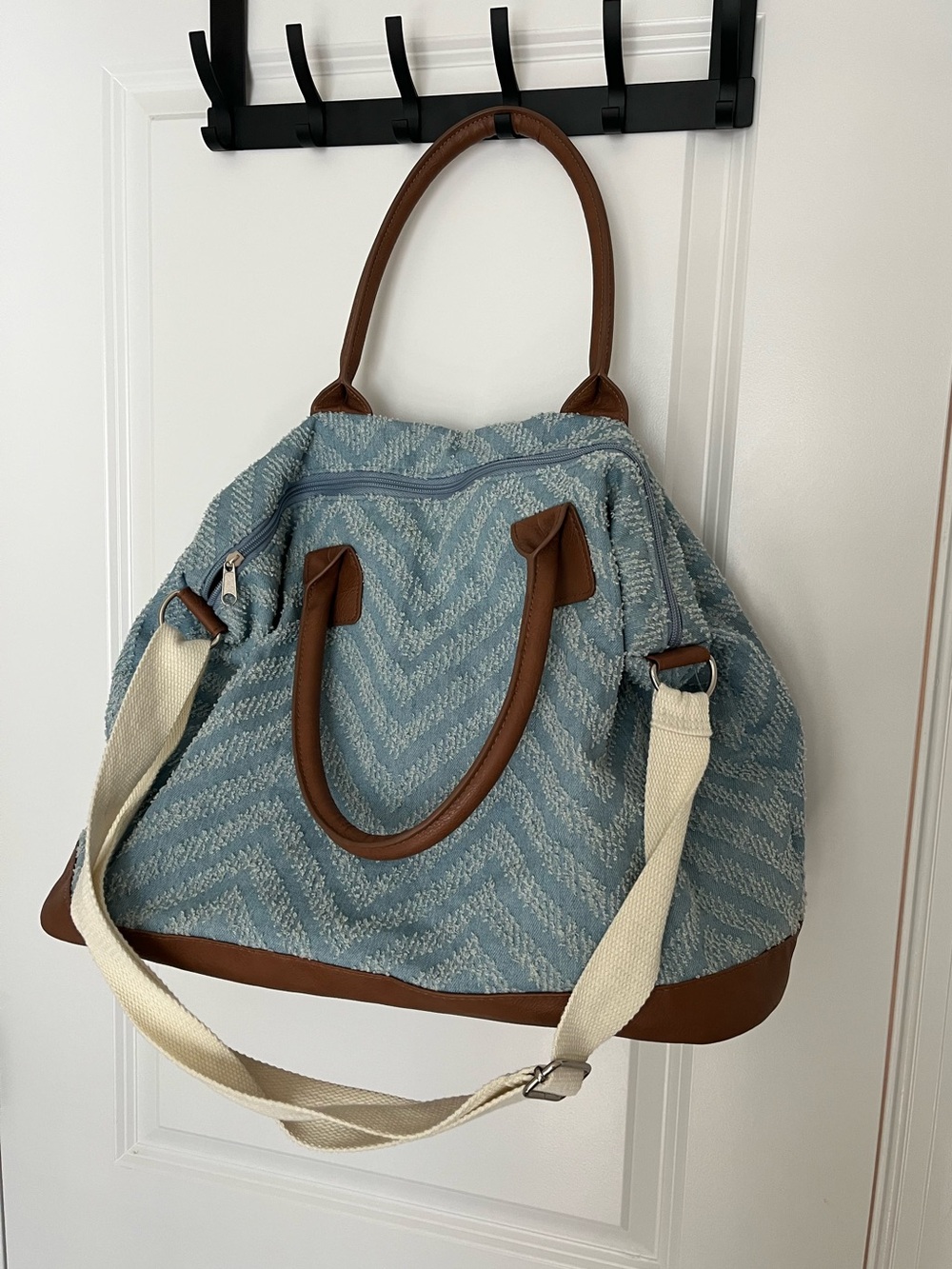 Blue and Brown Tote Duffle Bag